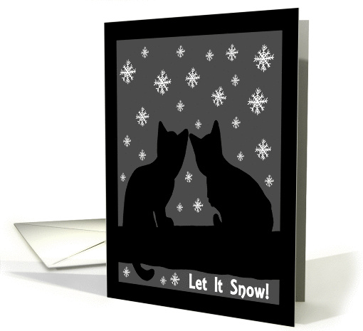 Let it Snow cat Silhouettes on a Branch card (968981)