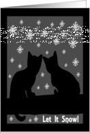 Let it Snow cat Silhouettes on a Branch card