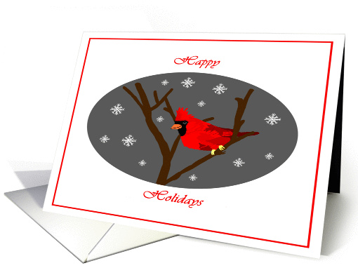 Happy Holidays Cardinal in a Tree card (973577)
