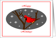 Happy Holidays Cardinal in a Tree card