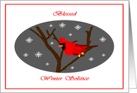 Blessed Winter Solstice Cardinal in a Tree card