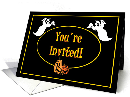 Halloween Party Invitation with Ghosts and Jack o' Lantern card