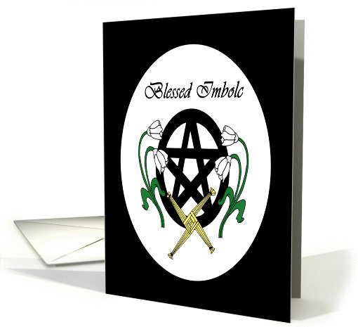 Blessed Imbolc Pentacle, Brigid's Cross and Flowers card (973657)