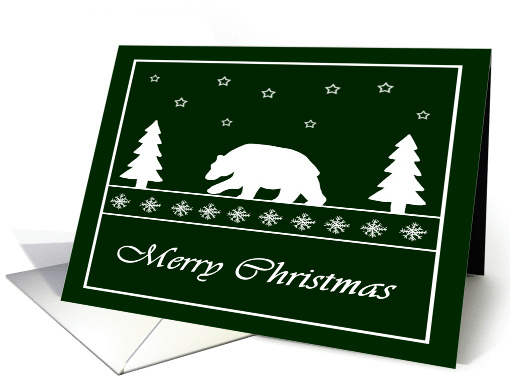 Merry Christmas Bear, Trees, Snowflakes and Stars card (981869)