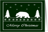 Merry Christmas Bear, Trees, Snowflakes and Stars card