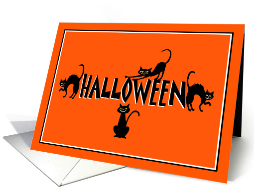 Halloween Smiling Black Cats card (990937)