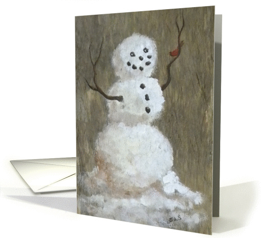 Rustic Snowman and Little Red Bird, a Warm Friendship card (1408124)