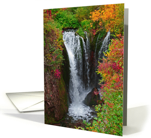 Waterfall In Autumn Blank Note card (798775)