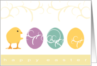 Cute Chick & Easter Eggs card