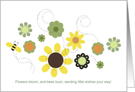 Thinking of you, Wishes your way! Flowers & Bees card