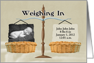 Birth Announcement - Baskets & Antique Scale, Photo Card