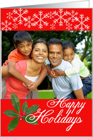 Christmas Snowflakes and Holly Leaf Photo Card