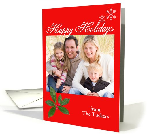 Christmas - Happy Holidays and Holly Leaf Photo card (881277)