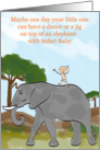 congratulations, safari baby dancing on elephant card