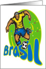 Brazil Football Player Kicking Ball Retro card