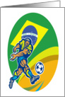 Brazil Soccer Football Player Kicking Ball Retro card
