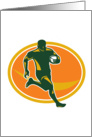 Rugby Player Running Ball Silhouette card