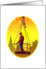 Construction Worker Platform Retro card