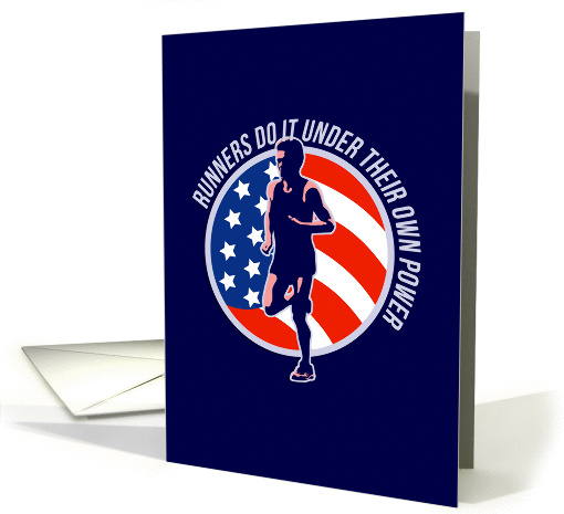 American Marathon Runner Running Power Retro card (1215454)