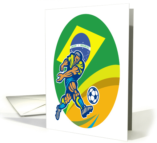 Brazil Soccer Football Player Kicking Ball Retro card (1224308)