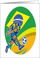 Brazil Soccer Football Player Kicking Ball Retro card