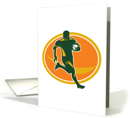 Rugby Player Running Ball Silhouette card (1230186)