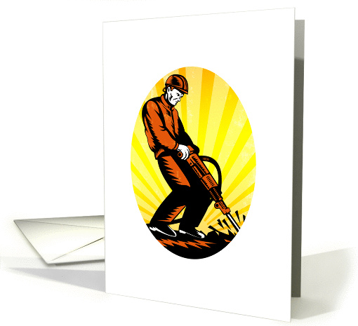 Construction Worker Jackhammer Oval card (1230192)