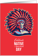 Native American Day Celebration Retro Poster Card