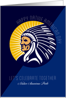 Happy Native American Day Retro Poster Card