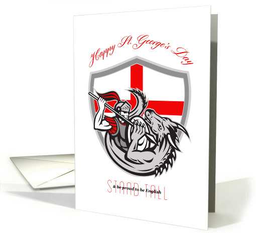 Happy St George Stand Tall Proud to be English Retro Poster card