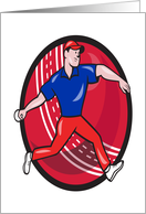 Cricket Bowler Bowling Ball Cartoon card