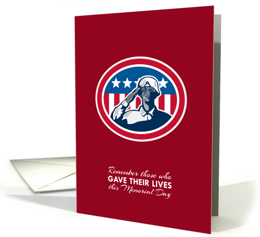 Memorial Day Greeting Card African American Soldier Salute Flag card