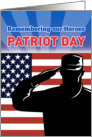 Patriots Day card featuring American soldier saluting flag card