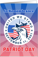 Patriot Day 9-11 card featuring American Eagle Flag and Twin Tower WTC card