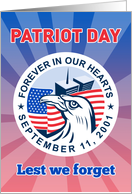 Patriot Day 9-11 card featuring American Eagle Flag and Twin Tower WTC card