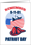Patriot Day card featuring Firefighter Fireman Helmet American Flag WTC card