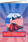 Patriot Day card featuring Firefighter Fireman Helmet American Flag WTC card