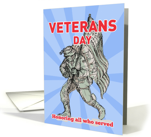 Veterans Day card featuring American soldier serviceman... (789126)