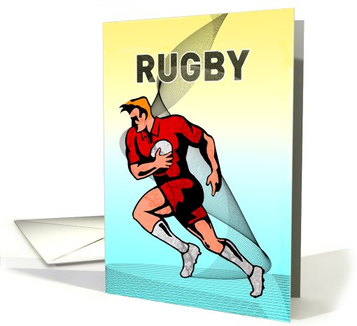Rugby sport card featuring rugby player running with ball... (795934)
