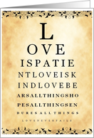 Love is Patient Love is Kind Eye Chart card