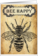 Bee Happy Inspirational Vintage card