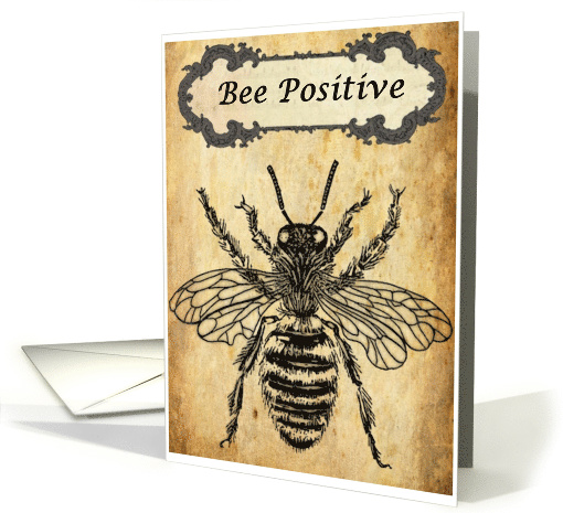 Bee Positive Vintage Inspirational card (789660)