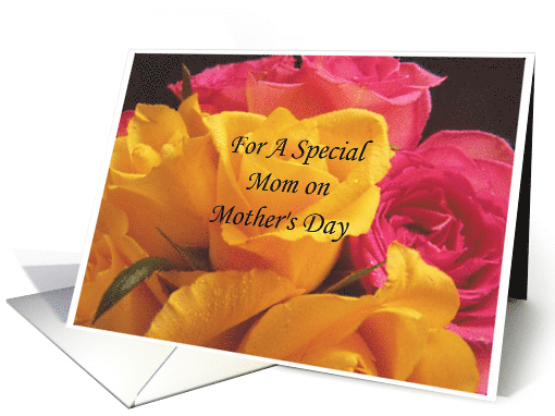 For A Special Mom Mother's Day Yellow & Pink Rose Bouquet card