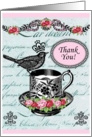 Thank You Vintage Cottage Rose Teacup Vintage card