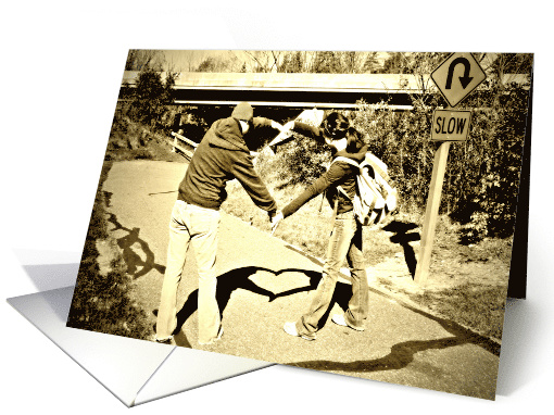 Simple Love Blank Note Card Sepia card (790633)
