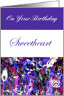 Sweetheart on your birthday, mauve, pink, butterflies,abstract, card
