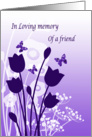 In loving memory of a friend, garden flowers, mauve,white,butterflies card