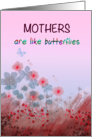 Mother’s Day wildflower and butterfly digital watercolor, pink and red card