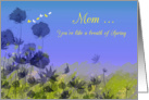 Mother’s Day wildflower butterfly digital watercolor, yellow and blue card