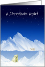 Christmas apart, polar bears on ice under stars, separated by water, card